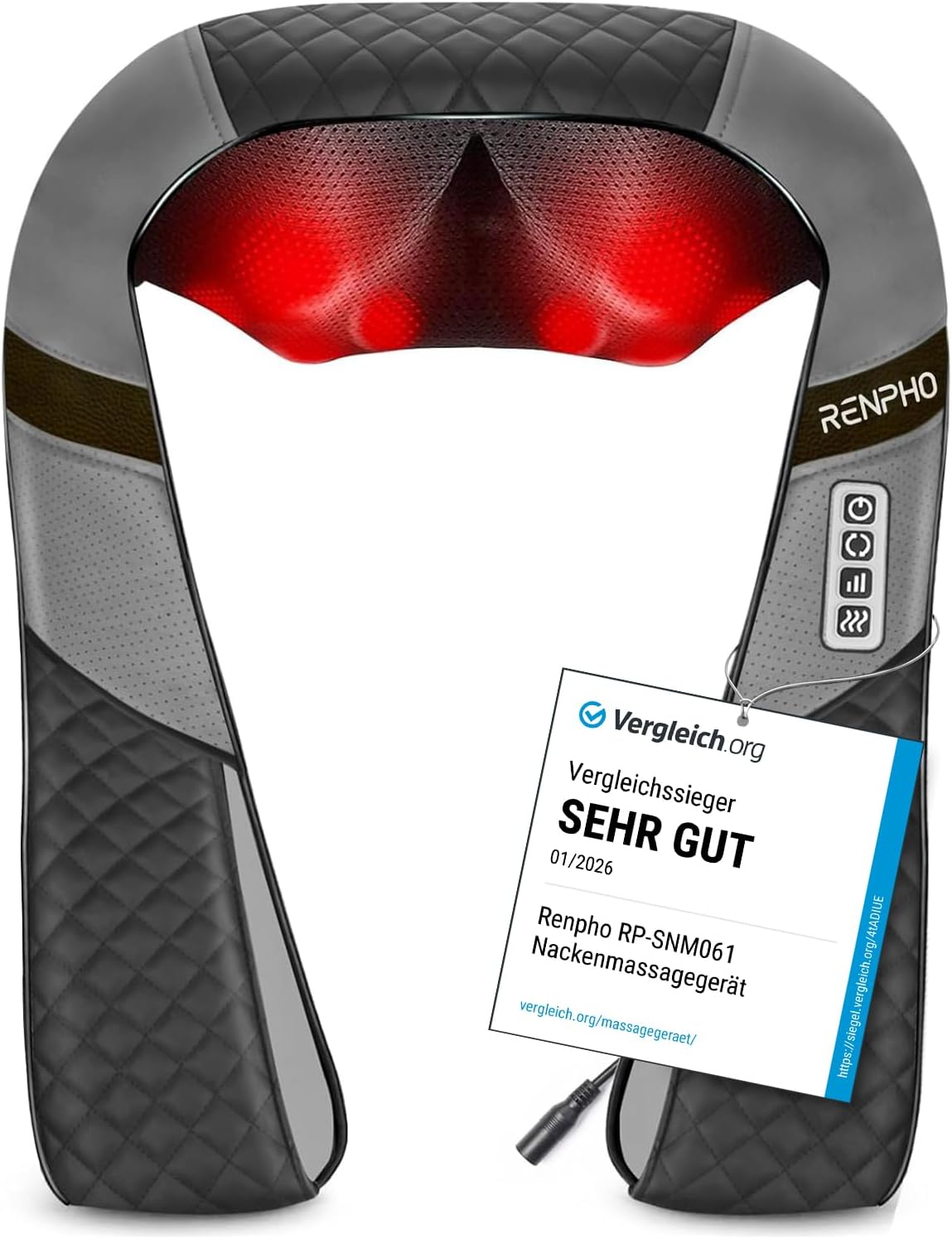 RENPHO Massagegerät, Schulter Nackenmassagegerät mit Wärme, Rückenmassagegerät mit 3D-Massage von tiefem Gewebe, Nackenmassage mit Tiefknetmassage, Ge