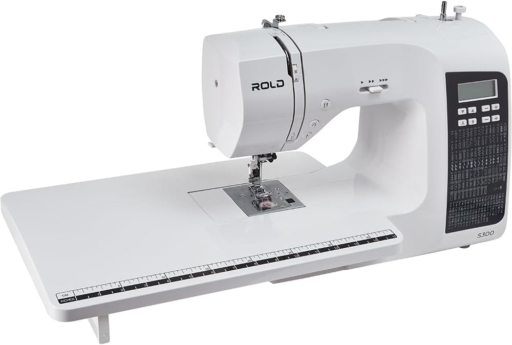 ROLD S300 Computer Nähmaschine mit Anschiebetisch | 190 Nähstiche zum Nähen aller Arten von Stoffen.