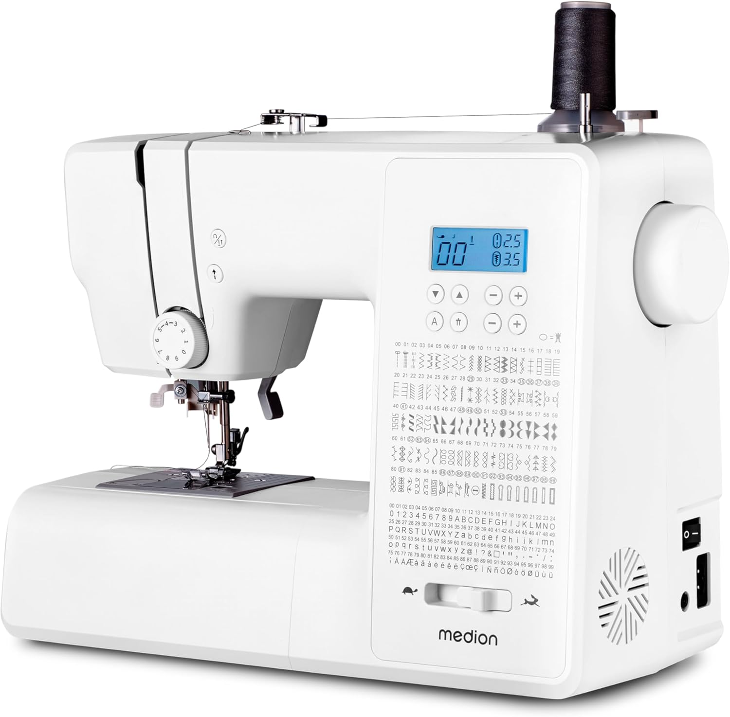MEDION Digitale Nähmaschine SD36 (36 Watt, einstellbare Stichlänge und Stichbreite, 270 Stichmuster, LED Nählicht, automatischer Einfädler, Fußpedal, 