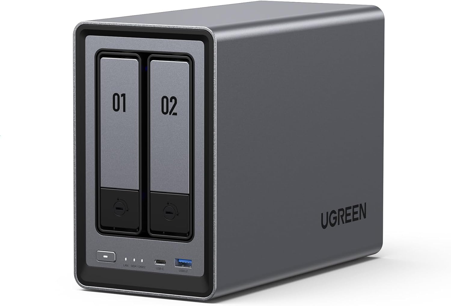UGREEN NASync DXP2800, 2-Bay Desktop-NAS, Intel N100 Quad Core Prozessor, 8 GB DDR5 RAM, 2,5 GbE Ethernet, 2 × M.2 NVMe-Steckplätze, HDMI 4K, Netzwerk