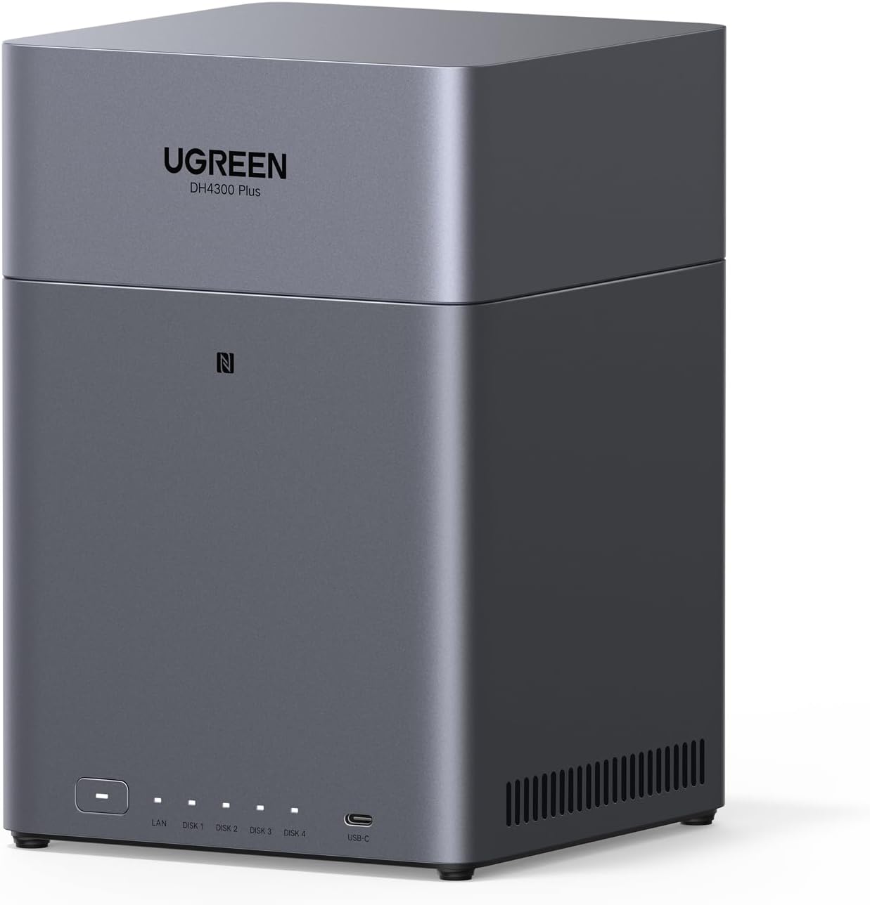 UGREEN NASync DH4300 Plus 4-Bay Desktop NAS, 2,5 GbE-LAN-Port, 8GB LPDDR4X RAM, NFC EIN-Berührungs-Verbindung, KI Familien und Babyalbum, Persönliche 