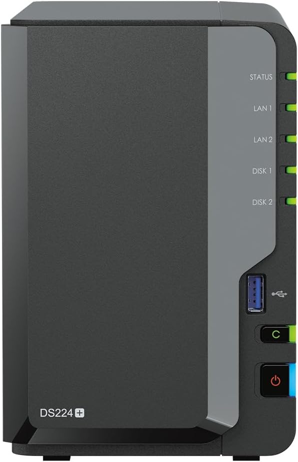 Synology DS224+ 2-Bay Diskstation NAS (Intel Celeron J4125 4-Core 2.0 GHz 2GB DDR4 RAM 2xRJ-45 1GbE LAN-Port) 8 TB Bundle mit 2 x 4 TB WD Red Plus HDD