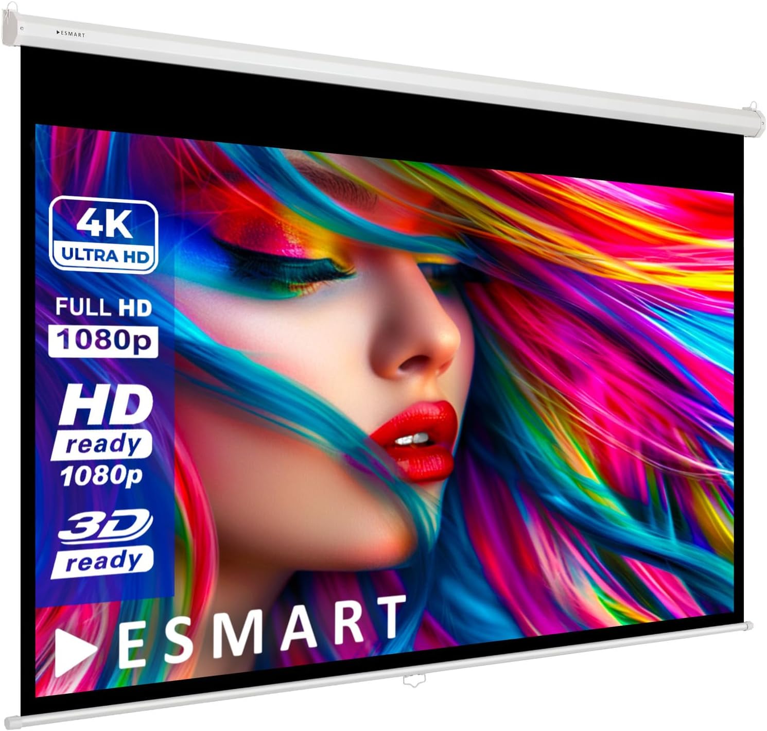 ESMART Economy EXR Rollo-Leinwand 217 cm Bild 200 x 113 cm (90") | Format 16:9 | Heimkino Beamer Projektionsleinwand Rollo Leinwand LCD LED