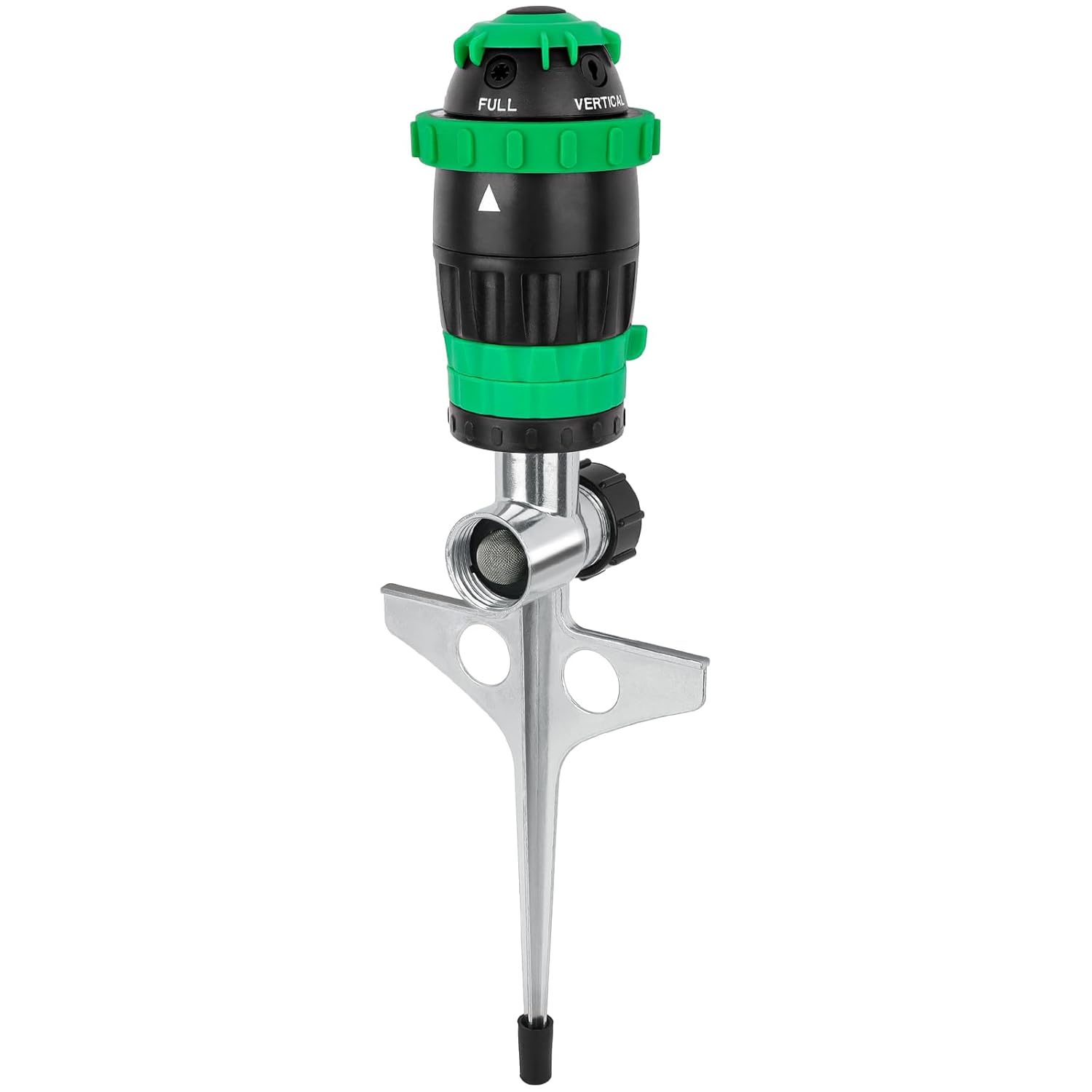 RESTMO Getriebe-Sprinkler mit Metallspike-Basis – Rasensprenger für große Flächen, 5 Muster, Bewässerungssystem für Rasen &amp; Beete, Gartensprinkler