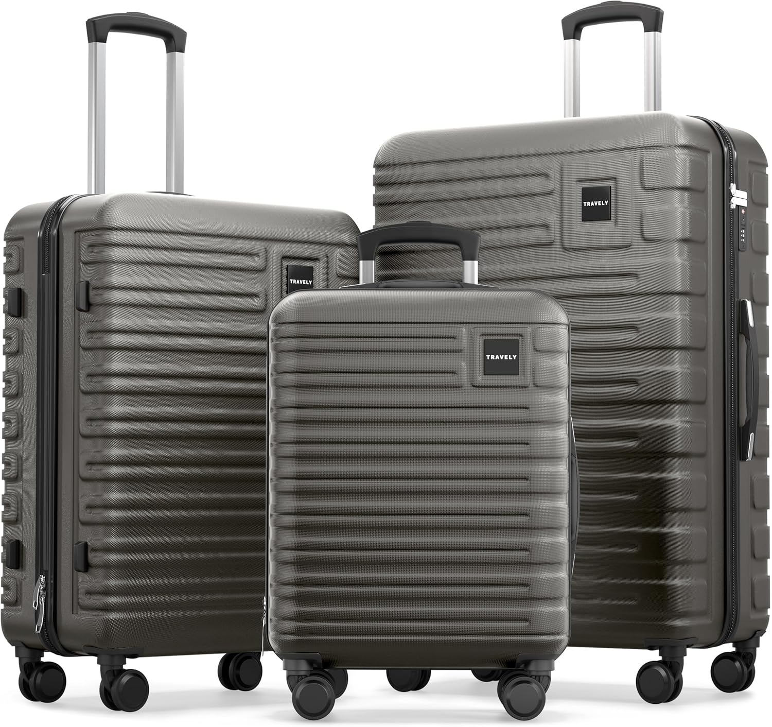 Travely Polycarbonat Koffer Set 77cm, 67cm, Handgepäck Koffer in einem Set, Sehr robuste Reisekoffer mit sanften Rollen &amp; TSA Schloss, Reisekoffer