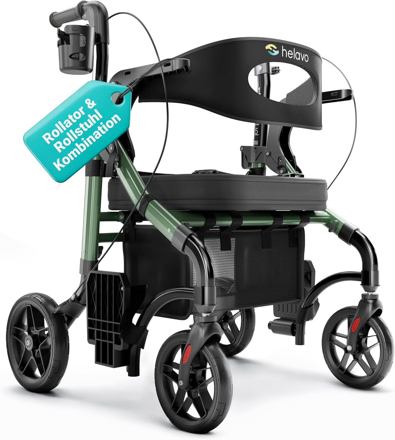Helavo 2-in-1 Rollator und Rollstuhl mit All-Terrain-Rädern - Leichter Rollator 