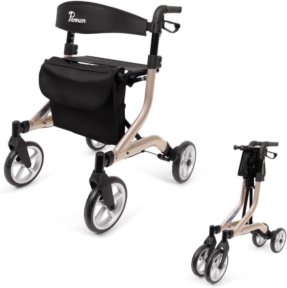 SuperLight Rollator – ultraleicht (5,1 kg), aus Aluminium, faltbar, (74 × 64 cm)