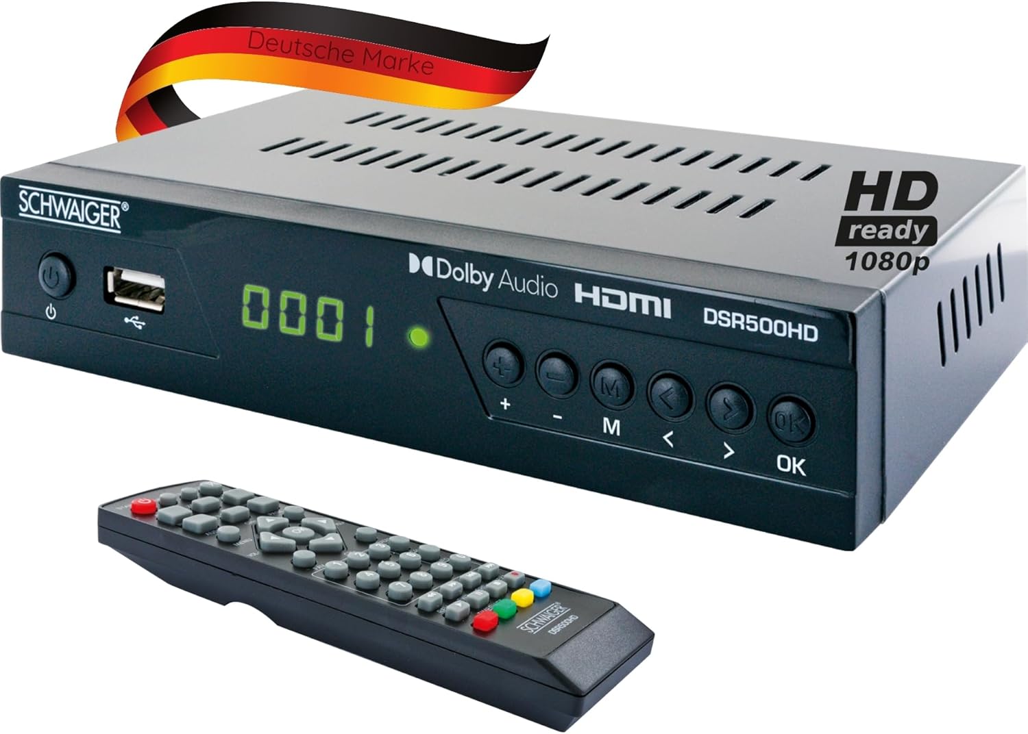 SCHWAIGER DSR500HD SAT-Receiver Full HD Satellitenreceiver vorprogrammierte Send