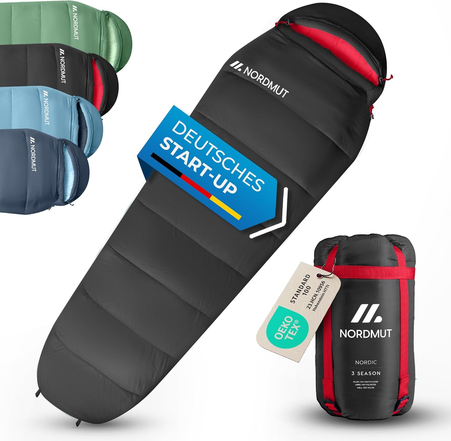 NORDMUT® Schlafsack Erwachsene – kleines Packmaß & ultraleicht (900/1500g) –