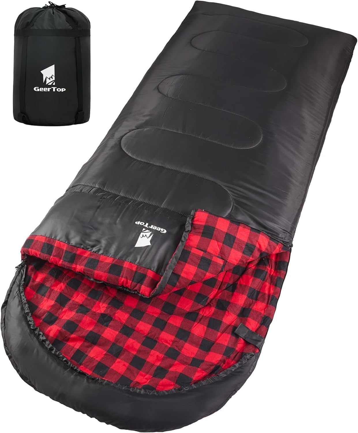 GEERTOP Schlafsack XXL 4 Jahreszeiten Flanell Campingschlafsack Übergröße 220x10