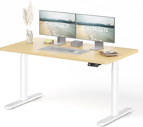 MAIDeSITe Elektrisch höhenverstellbarer Schreibtisch 140x70cm Ovale Beine Stehschreibtisch Energieeffizient‌, Leise Dual