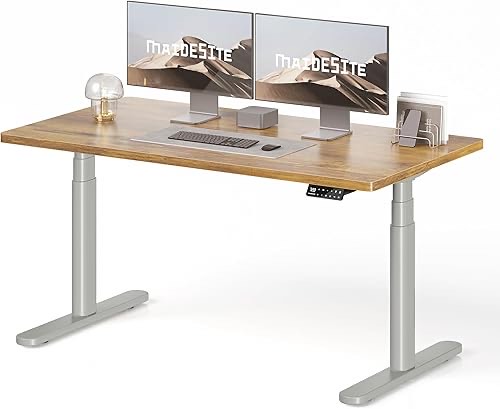 MAIDeSITe Höhenverstellbarer Schreibtisch, 140x70cm Ovaler Höhenverstellbar Stehtisch Elektrisch, Energieeffizient‌ Flüs