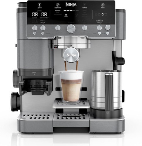 Ninja Luxe Premier 3-in-1 Kaffeemaschine, für Espresso, Cold Brew & Filterkaffee, 4 automatische Schaumeinstellunge, Gra