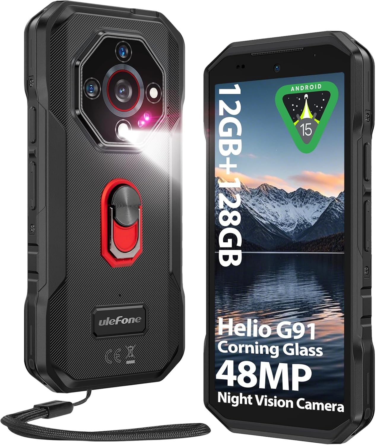 Ulefone Armor X32 Outdoor Handy 12GB+128GB/2TB, MTK G91 48MP +20MP Nachtsicht 5,65" Corning Glas Upgradable to Android 15 5500mAh IP68 Smartphone 