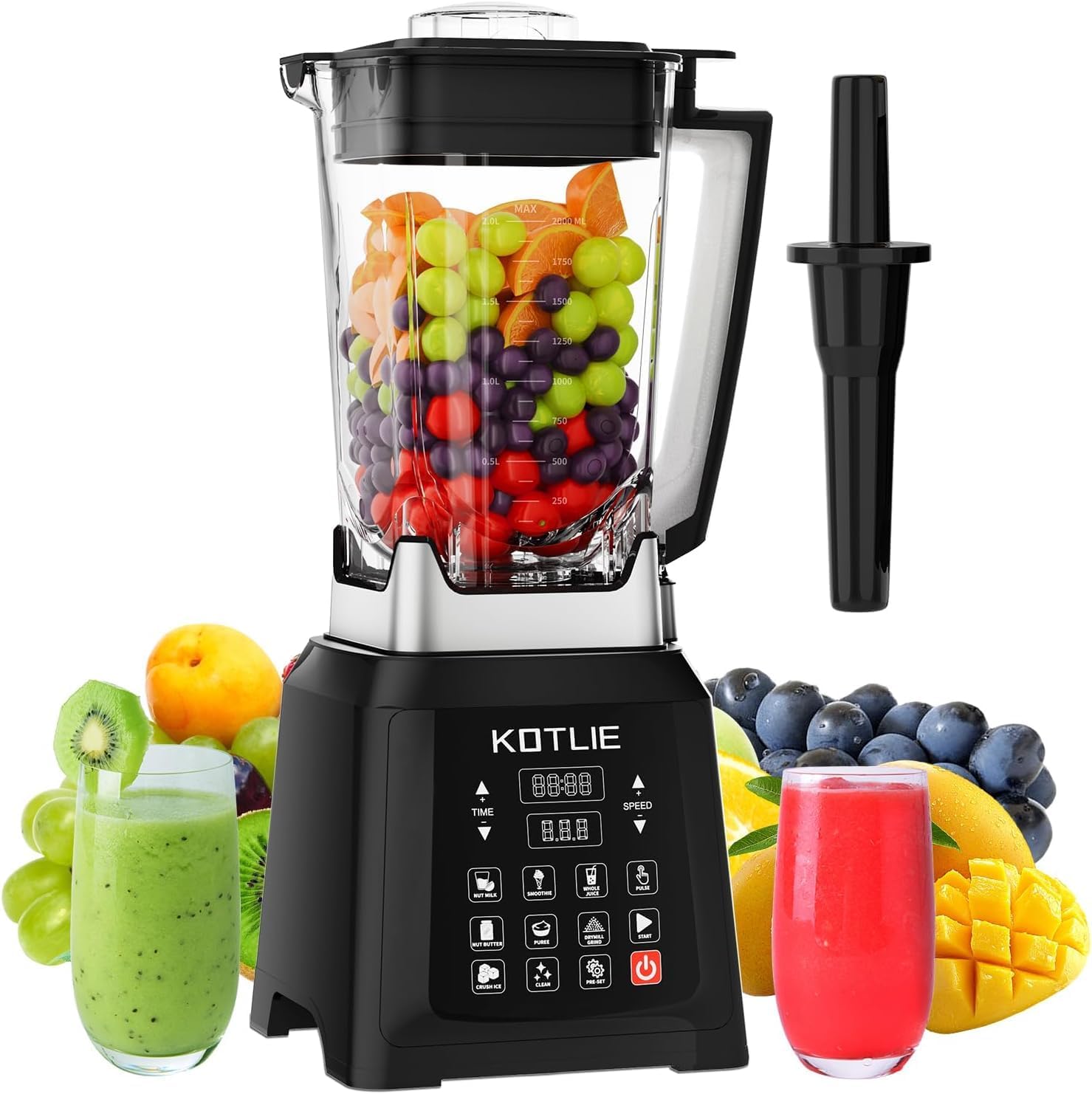 KOTLIE NY-8088EJA Tisch-Haushaltsmixer, 2L-Großraumbehälter, 7 Lebensmittel-Funktionen, mit Selbstreinigungsfunktion (ohne Heizung)