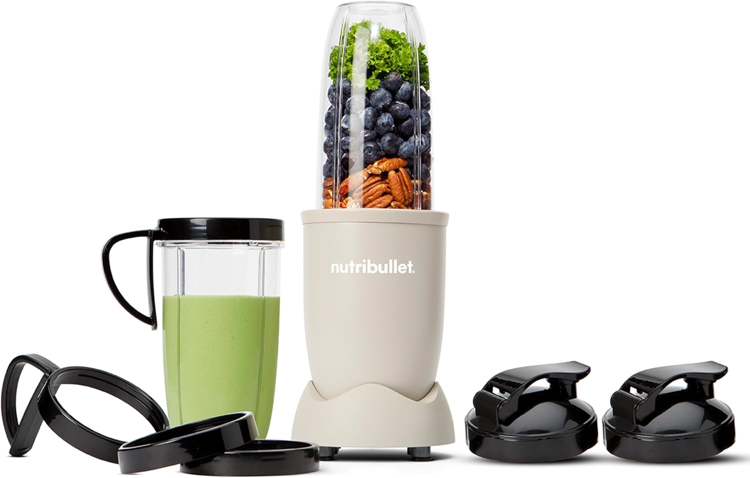 nutribullet Pro 900, Elektrischer Mixer, zerkleinerer, Smoothie Mixer, Multifunktionsmixer, 900w leistung, 900ml und 710ml Becher, Matt Sand, NB910MAS