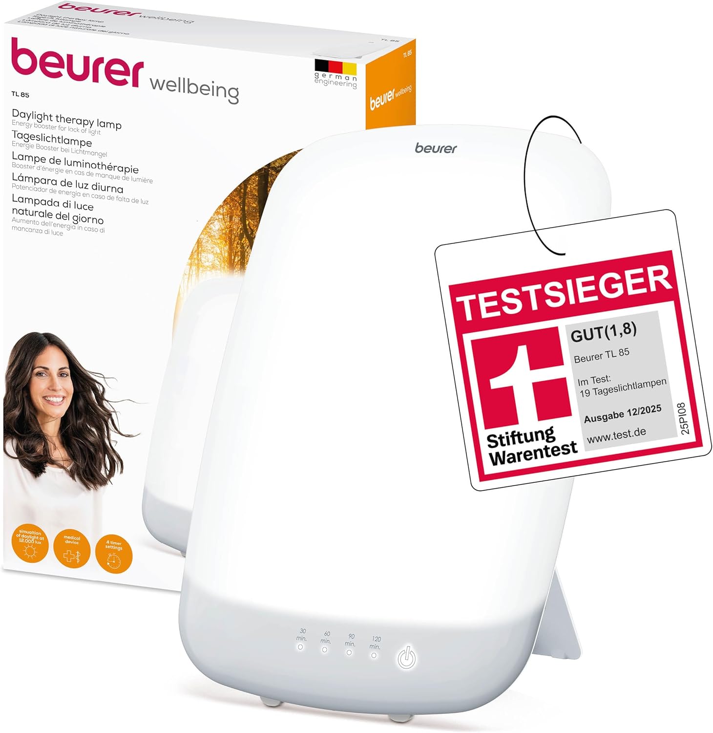 Beurer TL 85 Tageslichtlampe, TESTSIEGER Stiftung Warentest, Simulation von Tageslicht, 14.000 Lux Lichtstärke, Medizinprodukt, zur Anwendung bei Lich
