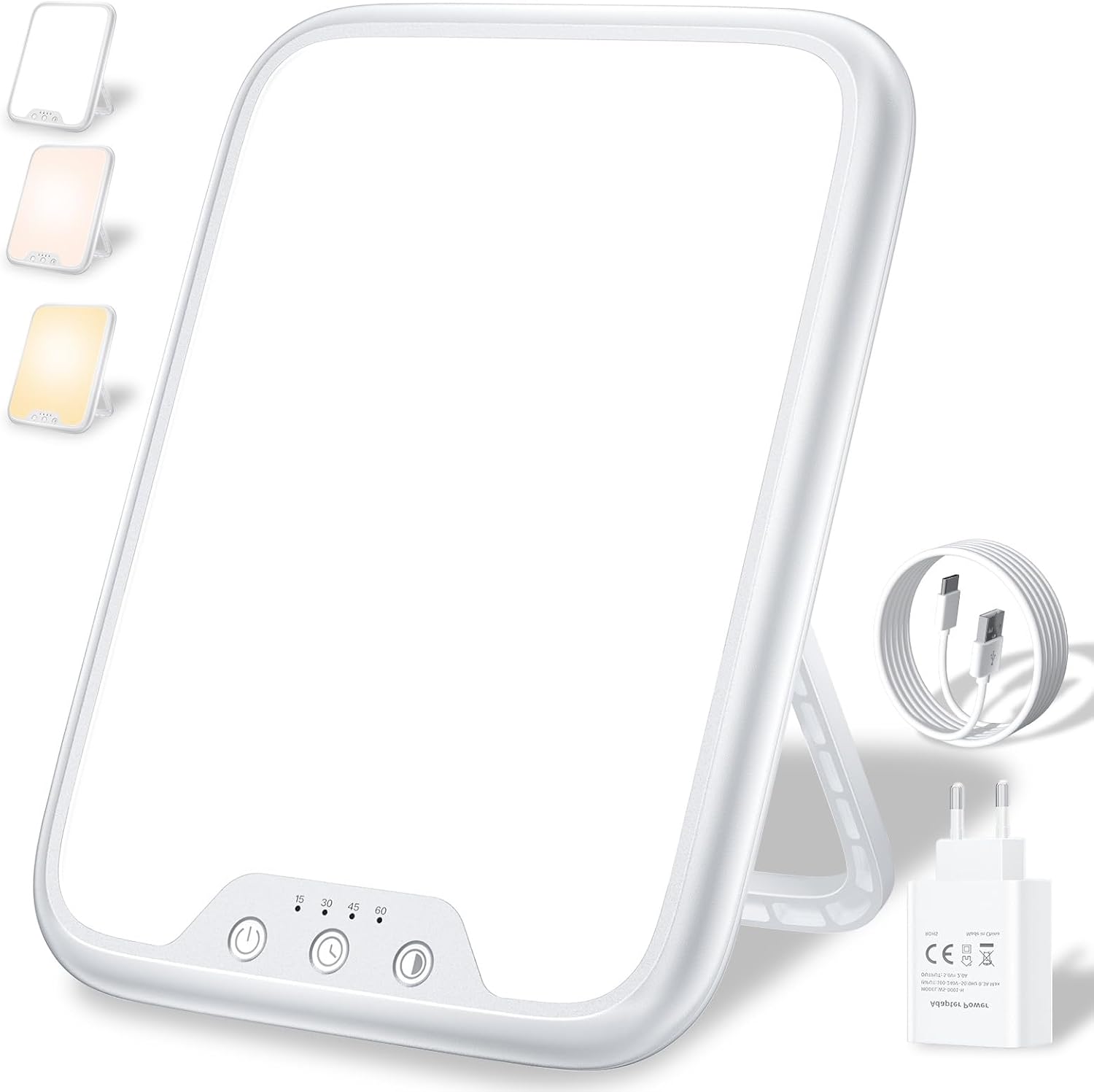 AJVV Tageslichtlampe, 10000 Lux Lichttherapielampe für Depressionen, Sonnenlicht Lampe mit 3 Farbtemperaturen, Stufenlose Helligkeit, 4 Timer Einstell