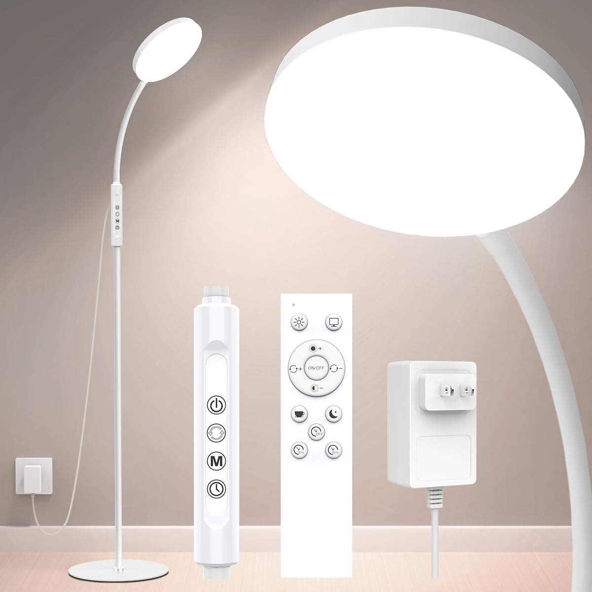 20000 Lux Tageslichtlampe - Flexible, dimmbare LED Lichttherapielampe mit 5 Farben, 10 Helligkeitsstufen und Timer - Ideal für Schlafzimmer, Wohnzimme