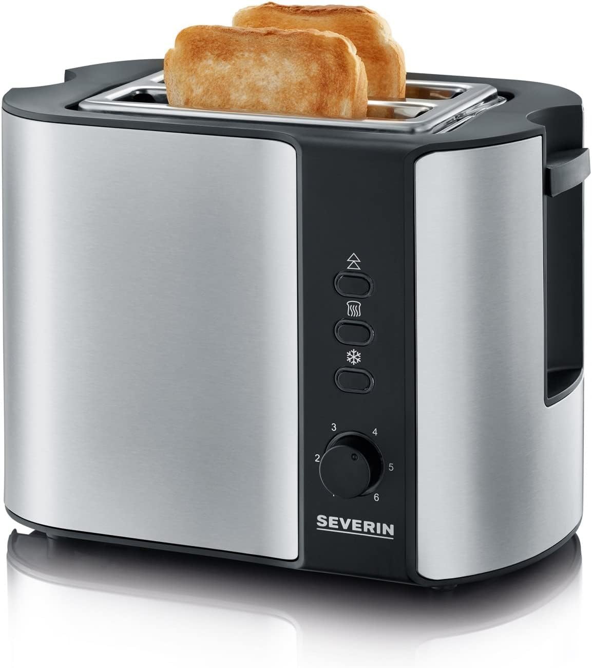 SEVERIN Automatik-Toaster, mit Brötchenaufsatz, hochwertiger Edelstahl Toaster zum Toasten, Auftauen und Erwärmen, 800 W,steel, AT 2589
