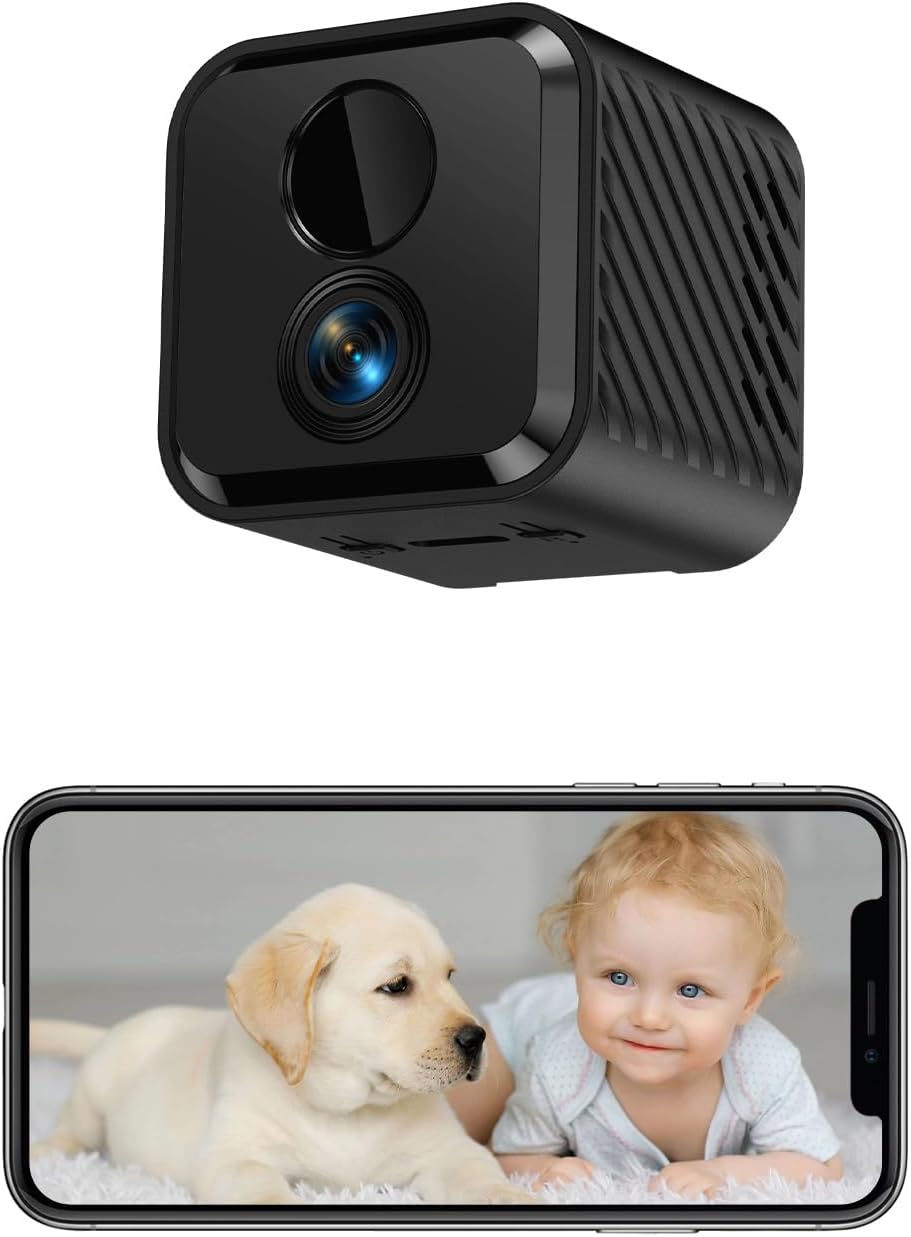 Mini Kamera, 4K HD WLAN Überwachungskamera Innen Für Live Übertragung Handy APP, mit 3-Tage-Cloud-Speicher, adaptivem Standby, Fernsteuerung, Nachtsic