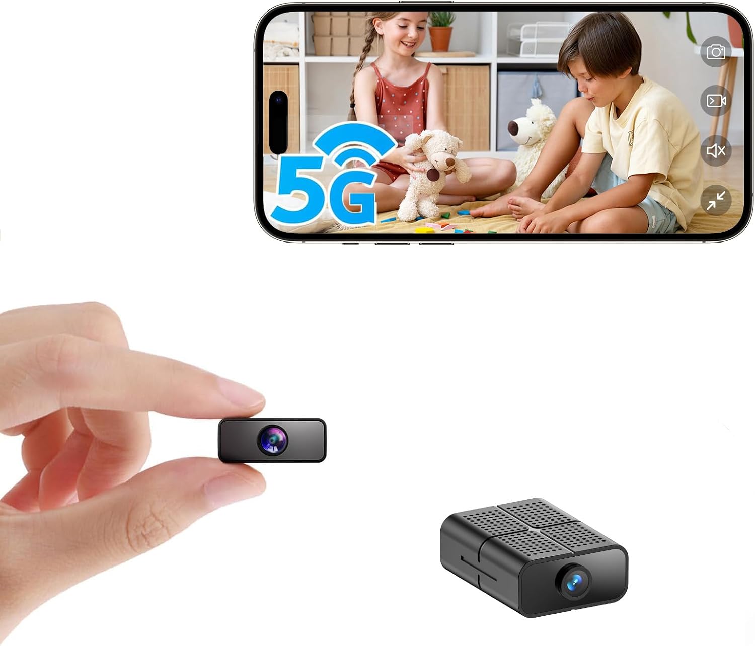 Mini Kamera, 4K HD Überwachungskamera Innen, 2,4/5 GHz WLAN innenkamera mit akku, Bewegungserkennung, Remote Viewing für Sicherheit mit APP