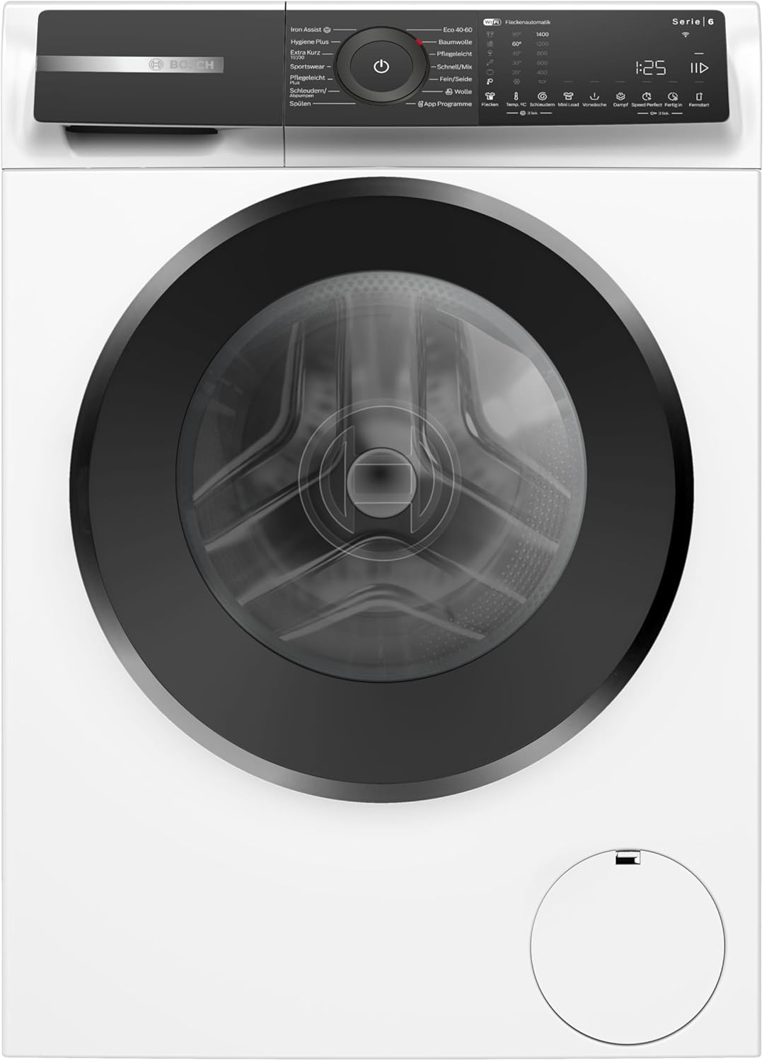 Bosch WGH244M40, Serie 6, Smarte Waschmaschine 9 kg, 1400 UpM, Fleckenautomatik, Iron Assist für weniger Falten, Mini Load, schneller Waschen mit Spee