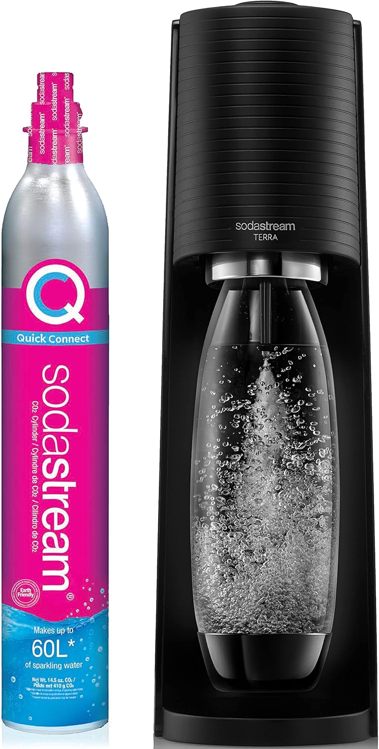 SodaStream Terra Sparkling Water Maker (schwarz) mit CO2- und DWS-Flasche