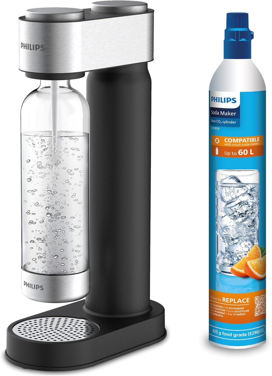 Philips Water ADD4902BK/10 GoZero Wassersprudler, plastik, 1 Liter, Schwarz