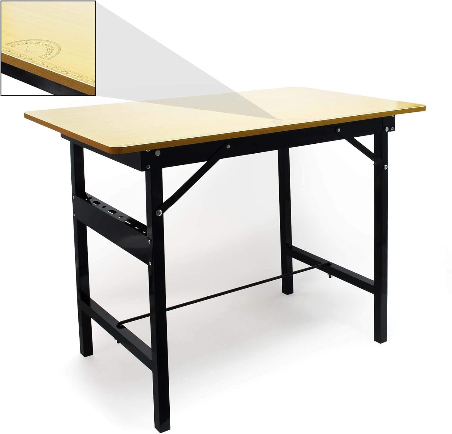 Wiltec Werkbank 100 x 60 x 76 cm klappbar, Werktisch faltbar, linierter Arbeitstisch bis 150 kg belastbar, Werkstatteinrichtung aus Stahl und Holz