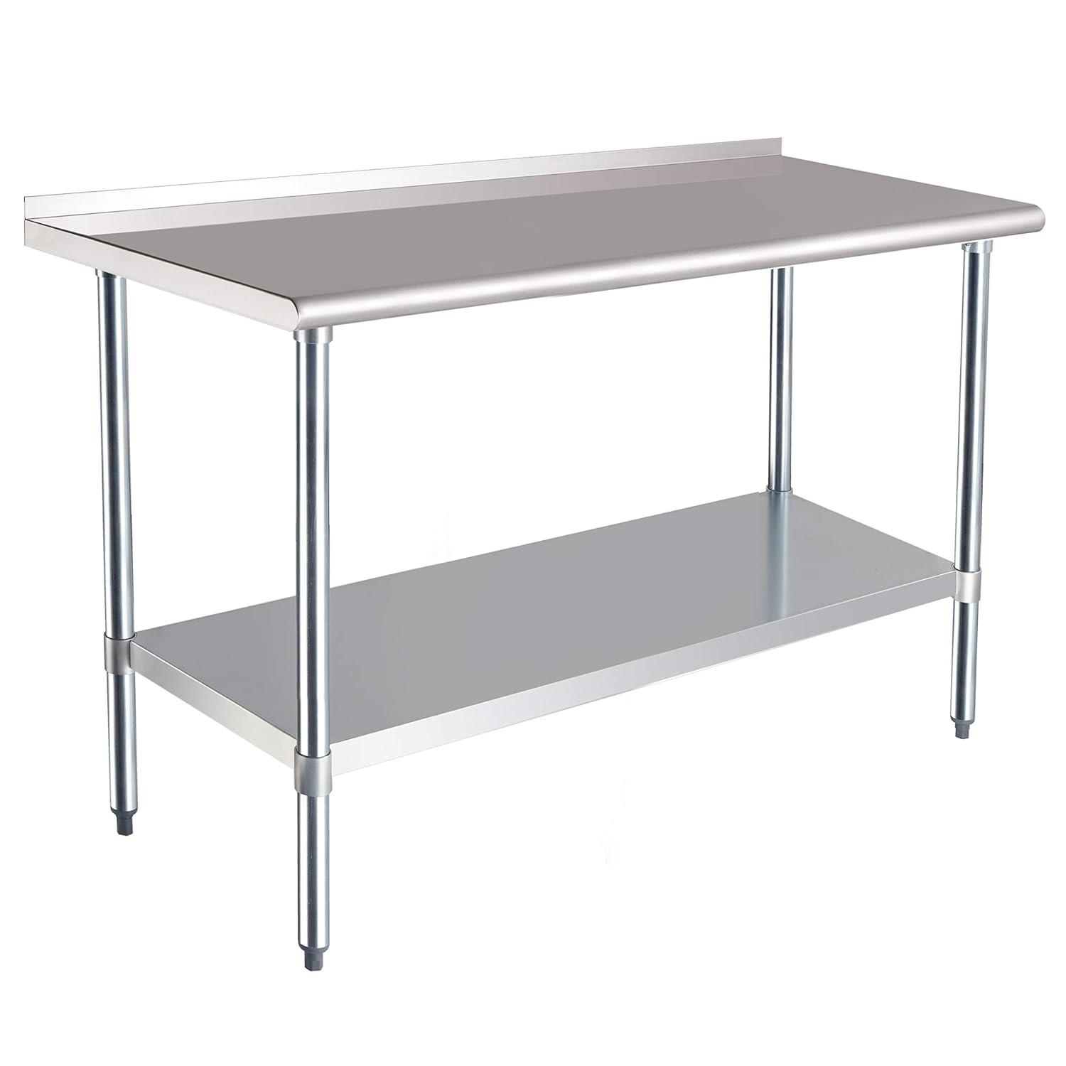 Amazon Basics Werkbank aus Edelstahl, NSF-zertifiziert, mit Spritzschutz, 61 x 152 cm, Silber