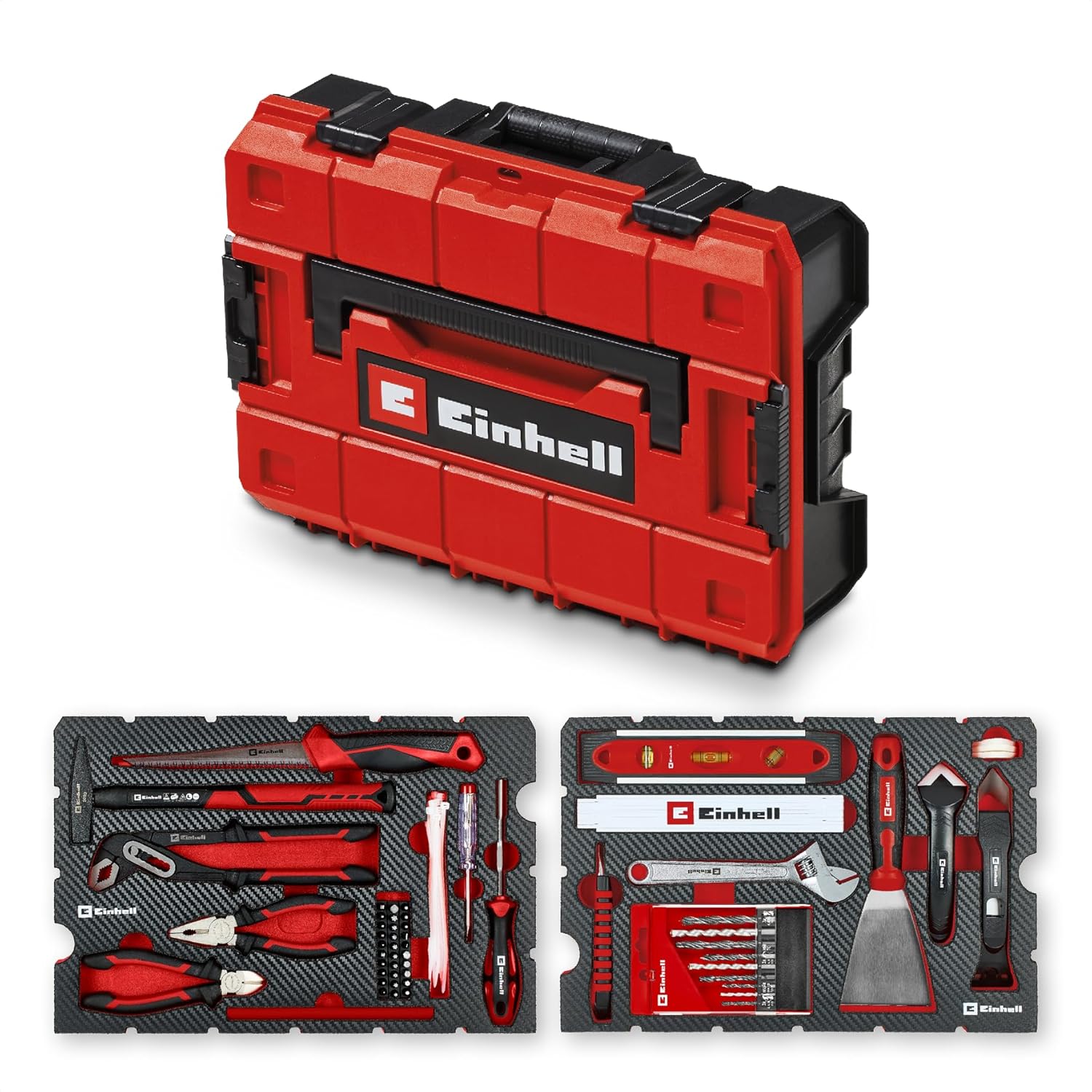 Original Einhell Werkzeugkoffer Renovierung E-Case 78-tlg. (Renovierungen, Bohrer, Bit-Set, Fugenwerkzeug, Zangen, Spachtel, Systemkoffer)